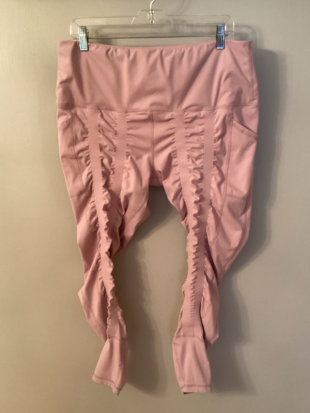 SWEETFLEXX SIZE 18 LIGHT PINK RESISTANCE LEGGINGS SIDE POCKETS 4 BANDS